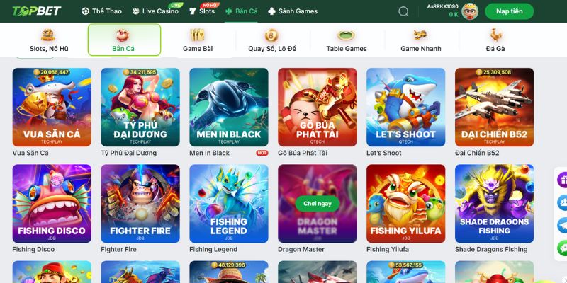 TOPBET - Nhà Cái Uy Tín Với Tỷ Lệ Cá Cược Xanh Chín 3 Khám phá thông tin về sảnh bắn cá tại TOPBET